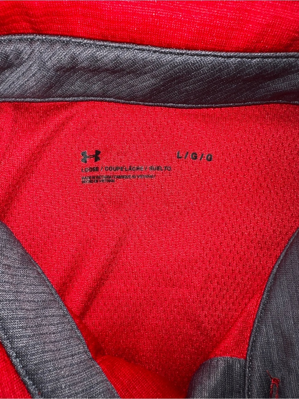 Under Armour Men’s Red Polo with Gray Trim - Picture 3 of 3